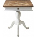 Spisebord i genanvendt elmetræ 100 x 100 cm - Antik hvid/Natur