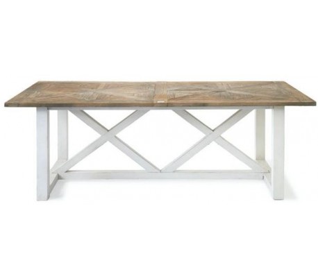Spisebord i genanvendt elmetræ 180 x 90 cm - Antik hvid/Natur