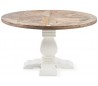 Rundt spisebord i genanvendt elmetræ Ø140 cm - Antik hvid/Natur
