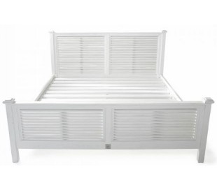 Sengeramme i genanvendt elmetræ og poplartræ 200 x 180 cm - Antik hvid/Antik natur