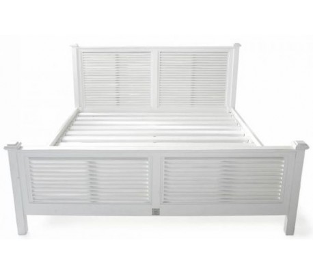 Sengeramme i genanvendt elmetræ og poplartræ 200 x 180 cm - Antik hvid/Antik natur