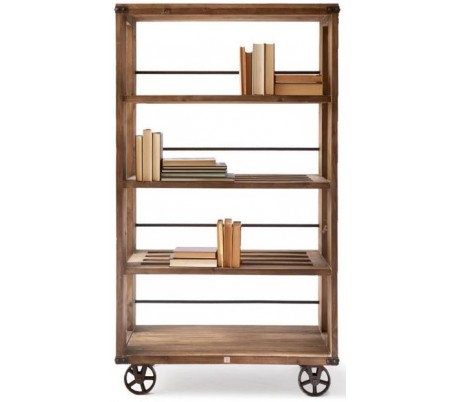 Reol i genanvendt fyrretræ og jern H200 cm - Industrielt sort/Rustik brun