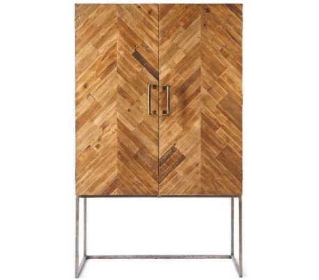 Klædeskab i genanvendt asktræ og jern H210 cm - Brun/Sort