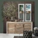 Sideboard i mangotræ og glas B180 cm - Antik hvid/Rustik natur