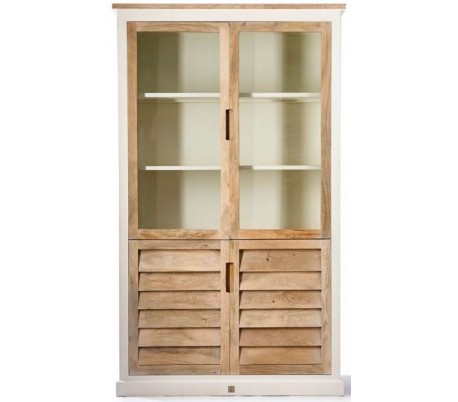 Sideboard i mangotræ B182 cm - Antik hvid/Rustik natur