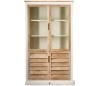 Vitrineskab i mangotræ H210 cm - Antik hvid/Rustik natur