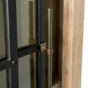 Vitrineskab i asktræ, jern og glas H220 cm - Natur/Industrielt sort