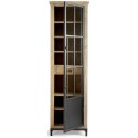 Vitrineskab i asktræ, jern og glas H170 cm - Natur/Industrielt sort