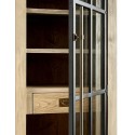 Vitrineskab i asktræ, jern og glas H170 cm - Natur/Industrielt sort