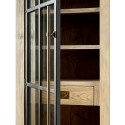 Vitrineskab i asktræ, jern og glas H214 cm - Natur/Industrielt sort