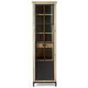 Vitrineskab i asktræ, jern og glas H214 cm - Natur/Industrielt sort