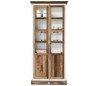 Vitrineskab i genanvendt elmetræ og poplartræ H220 cm - Antik hvid/Rustik brun