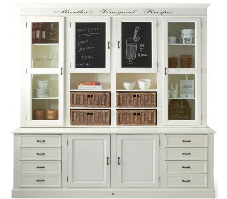 Vitrineskab i akacietræ og mangotræ H220 cm - Antik hvid/Rustik brun