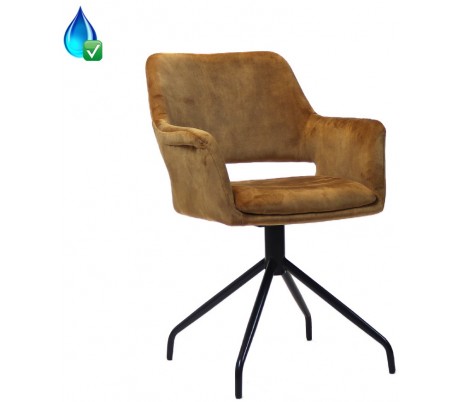 Nelly Spisebordsstol i velour H81,5 cm - Sort/Okker