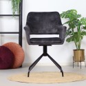 Nina rotérbar spisebordsstol i velour H84 cm - Sort/Okker
