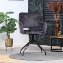 Nina rotérbar spisebordsstol i velour H84 cm - Sort/Okker