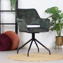 Nina rotérbar spisebordsstol i velour H84 cm - Sort/Antracit