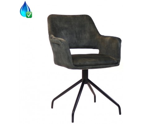 Nina rotérbar spisebordsstol i velour H84 cm - Sort/Antracit