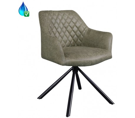 Club Spisebordsstol i øko-læder H81 cm - Sort/Olivengrøn