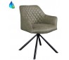 Dex rotérbar spisebordsstol i øko-læder H80 cm - Sort/Vintage olivengrøn