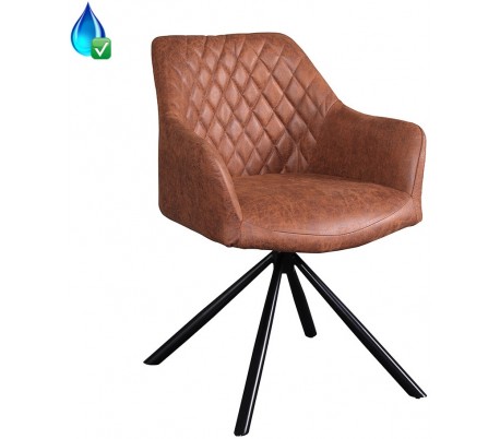 Dex rotérbar spisebordsstol i øko-læder H80 cm - Sort/Antracit