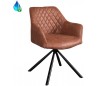 Dex rotérbar spisebordsstol i øko-læder H80 cm - Sort/Vintage cognac