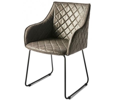 Spisebordsstol i rattan og metal H82 cm - Sort/Natur