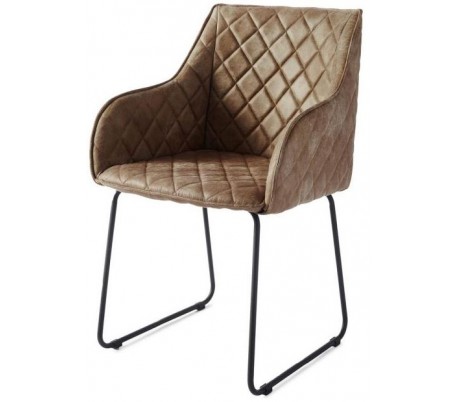 Spisebordsstol i pellini læder og metal H83 cm - Sort/Espresso