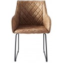 Spisebordsstol i pellini læder og metal H83 cm - Sort/Kaffe