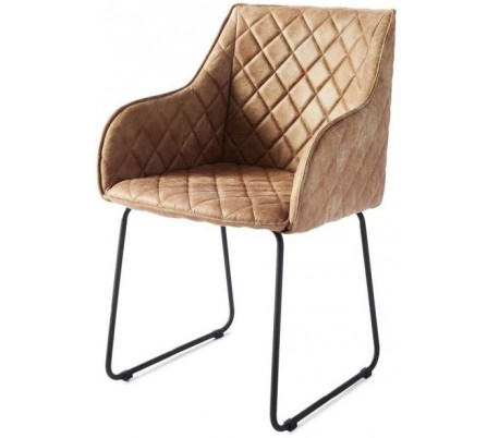 Spisebordsstol i pellini læder og metal H83 cm - Sort/Kaffe