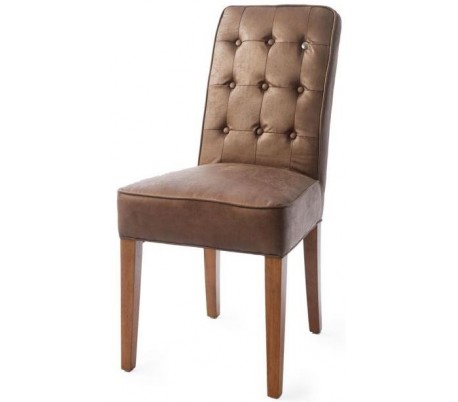 Spisebordsstol i pellini læder og træ H96 cm - Brun/Camel