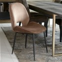 Spisebordsstol i velour og metal H83 cm - Sort/Kobber