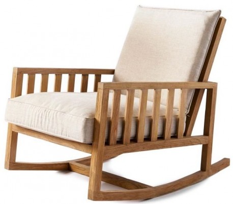 Lænestol i rattan og polyester H102 cm - Grå/Hvid