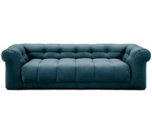 Cobble Hill 3,5 personers sofa i velour B235 cm - Sort/Mineral blå