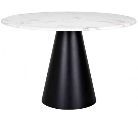 Dagas sofabord i marmor og stål Ø80 cm - Sort/Hvid marmor