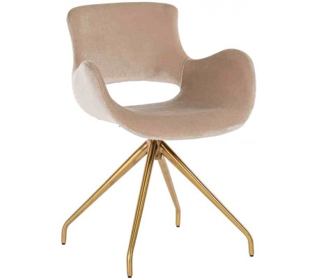 Sierra spisebordsstol i velour H82 cm - Børstet guld/Rosa