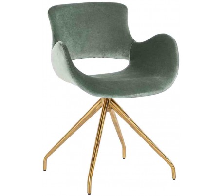 Sierra spisebordsstol i velour H82 cm - Børstet guld/Sand