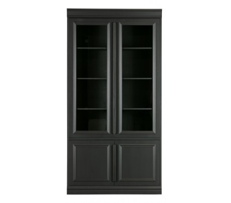 Vitrineskab i lakeret fyrretræ H214 x B166 x D48 cm - Hvid