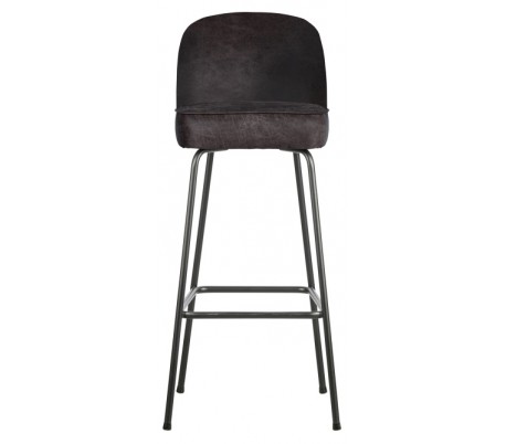 Barstol i læder H89 x B50 x D55 cm - Vintage sort