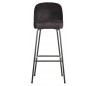 Barstol i læder H103 x B50 x D55 cm - Vintage sort