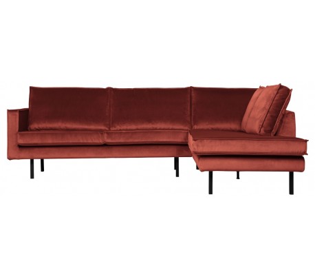 Hjørnesofa højrevendt i velour 266 x 213 cm - Teal