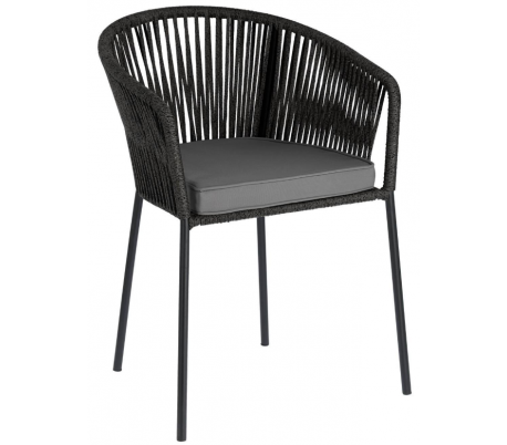 4 x Yanet havestole i reb H79 cm - Sort/Grå