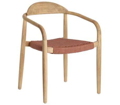 4 x Glynis havestole i eucalyptustræ og reb H78 cm - Natur/Beige