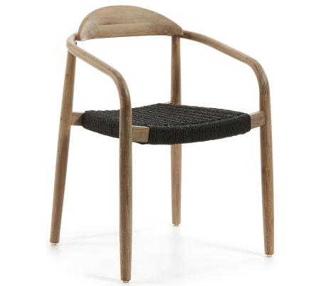 4 x Glynis havestole i eucalyptustræ og reb H78 cm - Natur/Beige