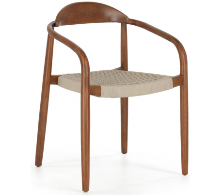 4 x Glynis havestole i eucalyptustræ og reb H78 cm - Natur/Beige