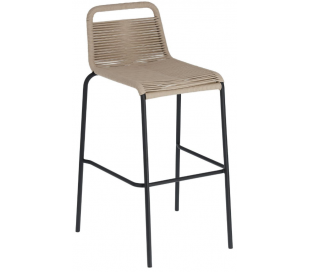 4 x Glenville havestole i reb H84 cm - Sort/Beige