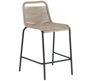 4 x Glenville bar havestole i reb H100 cm - Sort/Beige