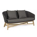 Lounge sofa i teaktræ og polypropylene B168 cm - Natur/Grå
