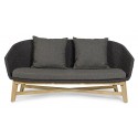 Lounge sofa i teaktræ og polypropylene B168 cm - Natur/Grå