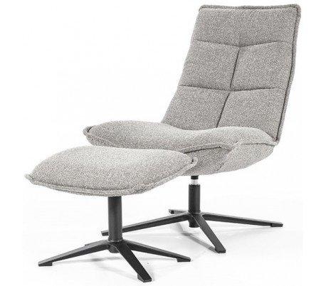 Marcus rotérbar lænestol med puf i polyester H94 cm - Sort/Antracit